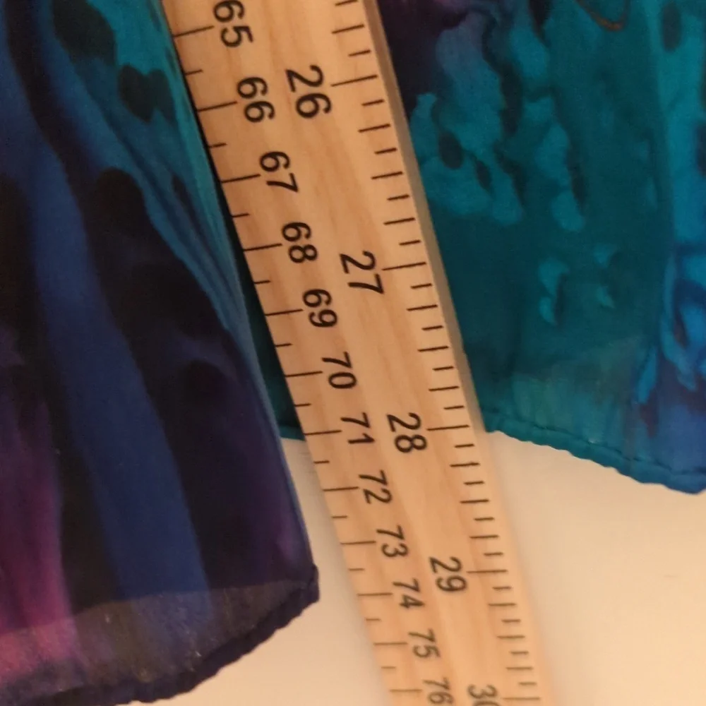 Artisan Silk Scarf Jewel Toned Hand Dyed Vibrant Multicolor Skinny Gold Accents